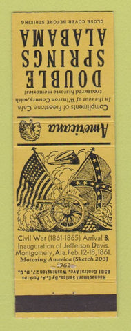 Matchbook Cover - Cafe Double Springs AL Civil War Perkins Americana YELLOW