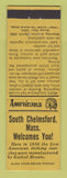 Matchbook Cover - South Chelmsford MA Perkins Americana YELLOW