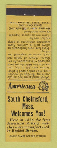 Matchbook Cover - South Chelmsford MA Perkins Americana YELLOW