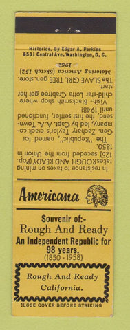 Matchbook Cover - Rough and Ready CA Perkins Americana YELLOW