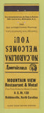 Matchbook Cover - Mountain View Motel Robbinsville NC Perkins Americana YELLOW