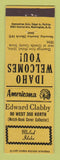 Matchbook Cover Edward Clabby Match Collector Malad ID Perkins Americana YELLOW