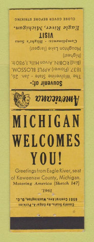 Matchbook Cover - Eagle River MI Blight's Sons Perkins Americana YELLOW