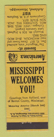 Matchbook Cover - RM Stephens Ashland MS Perkins Americana YELLOW