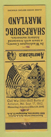 Matchbook Cover - Sharpsburg MD Civil War WEAR Perkins Americana YELLOW