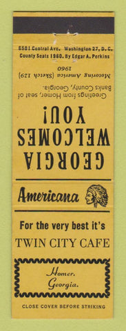 Matchbook Cover - Twin City Cafe Homer GA Perkins Americana YELLOW