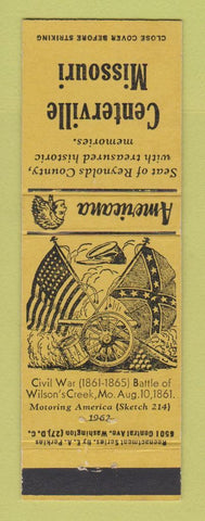 Matchbook Cover - Centerville MO Civil War Perkins Americana YELLOW