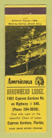 Matchbook Cover - Arrowhead Lodge Cypress Gardens FL Perkins Americana YELLOW