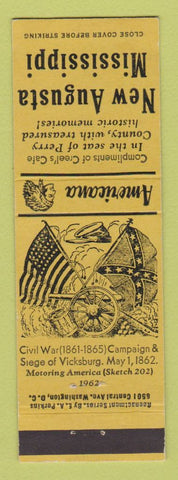 Matchbook Cover - New Augusta MS Civil War Perkins Americana YELLOW