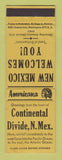 Matchbook Cover - Continental Divide NM Perkins Americana YELLOW