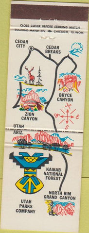 Matchbook Cover - Grand Canyon Tours UPRR Cedar City UT