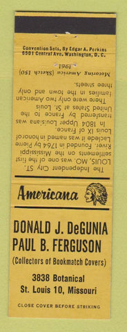 Matchbook Cover - Match Collectors St Louis MO Perkins Americana YELLOW