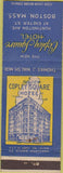 Matchbook Cover - Copley Square Hotel Boston MA