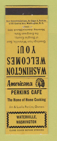 Matchbook Cover - Perkins Cafe Waterville WA Perkins Americana YELLOW