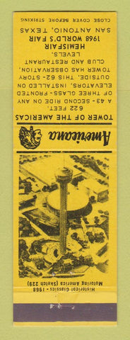 Matchbook Cover - 1968 World's Fair San Antonio TX Perkins Americana YELLOW