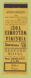 Matchbook Cover - Bedford Motel VA Perkins Americana YELLOW