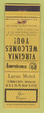 Matchbook Cover - Lucas Motel Gore VA WEAR Perkins Americana YELLOW