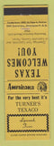 Matchbook Cover - Turner's Texaco oil gas Lipscomb TX Perkins Americana YELLOW