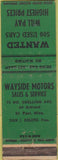 Matchbook Cover - Wayside Motors Car Sales St Paul MN WEAR