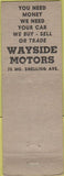 Matchbook Cover - Wayside Motors Car Sales St Paul MN WEAR
