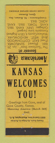 Matchbook Cover - M Kaiser Insurance Gove KS Perkins Americana YELLOW