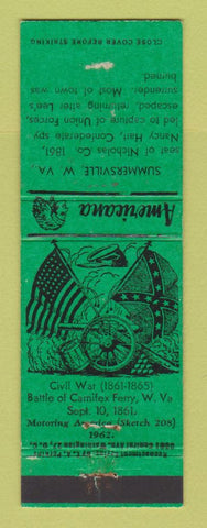Matchbook Cover - Summersville WV Civil War WEAR Perkins Americana GREEN