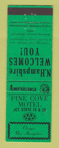 Matchbook Cover - Pine Cove Motel Ossipee NH Perkins Americana GREEN