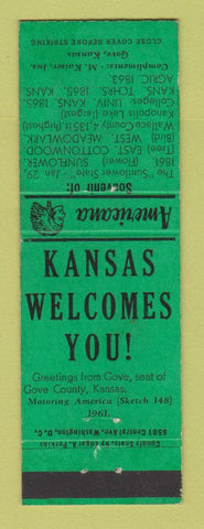Matchbook Cover - M Kaiser Insurance Gove KS Perkins Americana GREEN