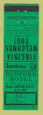 Matchbook Cover - Bedford Motel VA Perkins Americana GREEN
