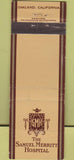 Matchbook Cover - Samuel Merritt Hospital Oakland CA
