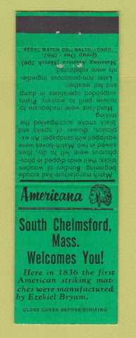 Matchbook Cover - South Chelmsford MA Perkins Americana GREEN