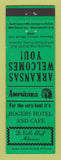 Matchbook Cover - Rogers Hotel Cafe DeVAlls Bluff AR Perkins Americana GREEN