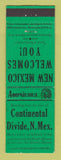 Matchbook Cover - Continental Divide NM Perkins Americana GREEN