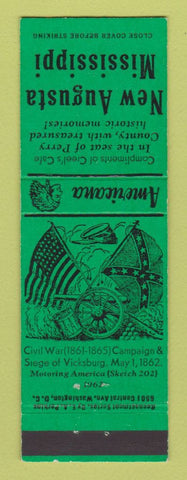 Matchbook Cover - New Augusta MS Civil War Perkins Americana GREEN