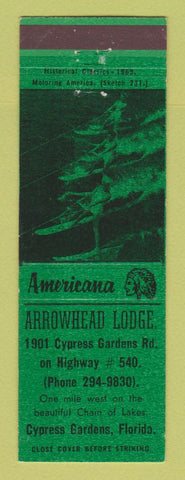 Matchbook Cover - Arrowhead Lodge Cypress Gardens FL Perkins Americana GREEN