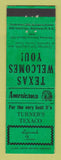 Matchbook Cover - Turner's Texaco oil gas Lipscomb TX Perkins Americana GREEN