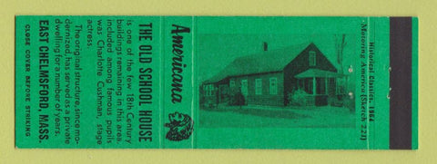 Matchbook Cover - Old School House East Chelmsford MA Perkins Americana GREEN