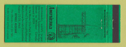 Matchbook Cover - Ambassador Bridge Detroit MI RMS Perkins Americana GREEN