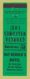 Matchbook Cover - Ray Hedden's Motel Hiawassee GA Perkins Americana GREEN