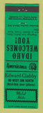 Matchbook Cover - Edward Clabby Match Collector Malad ID Perkins Americana GREEN