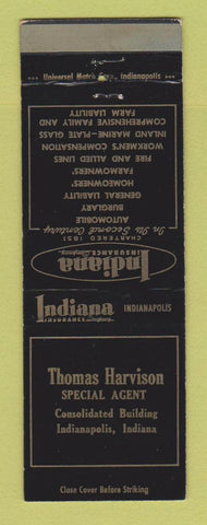 Matchbook Cover - Indian Insurance Thomas Harvison Indianapolis IN