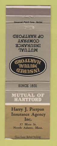 Matchbook Cover - Hartford Insurance Harry Pierpan North Adams MA