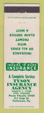 Matchbook Cover - Tyson Insurance Agency Pottstown PA