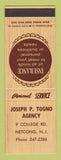 Matchbook Cover - Joseph Togno Insurance Netcong NJ