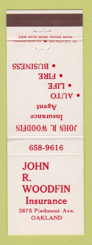 Matchbook Cover - John Woodfin Insurance Oakland CA
