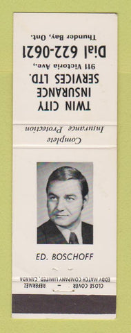 Matchbook Cover - Twin City Insurance Thunder Bay ON Ed Boschoff