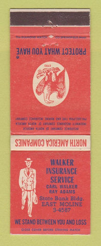 Matchbook Cover - Walter Insurance Service East Molien IL