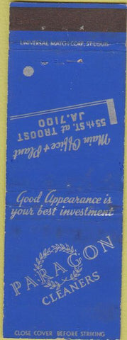 Matchbook Cover - Paragon Cleaners Kansas City MO