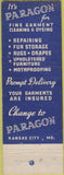 Matchbook Cover - Paragon Cleaners Kansas City MO