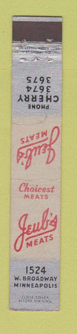 Matchbook Cover - Jeub's Meats Minneapolis MN WEAR 10 Strike